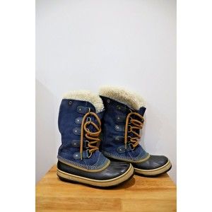 SOREL Womens Size 7 Joan of Arctic Blue Waterproof Leather & Suede Winter Boots